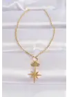  Zincir Altın  Kutup Yıldızı Çelik Kolye