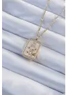  Zincir Altın  Zirkon Taşlı Aslan Figürlü Tarot Çelik Kolye