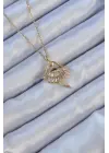  Zincir Altın  Zirkon Taşlı Balerin Çelik Kolye