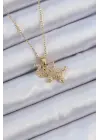  Zincir Altın  Zirkon Taşlı Fil Çelik Kolye