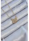  Zincir Altın  Zirkon Taşlı Kuğu Çelik Kolye