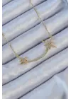  Zincir Altın  Zirkon Taşlı Kutup Yıldızı Çelik Kolye