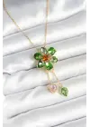 316L Çelik Zincir Gold Renk Çiçek Model Sallantılı Kadın Kolye