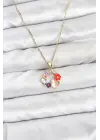 316L Çelik Zincir Gold Renk Çiçekli Kedili Model Kadın Kolye