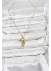 316L Çelik Zincir Gold Renk Deniz Anası Model Zirkon Taşlı Kadın Kolye