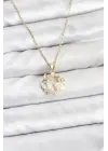 316L Çelik Zincir Gold Renk Deniz Tema Model Zirkon Taşlı Kadın Kolye