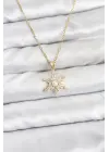 316L Çelik Zincir Gold Renk Kar Tanesi Model Zirkon Taşlı Kadın Kolye