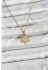 316L Çelik Zincir Gold Renk Kar Tanesi Model Zirkon Taşlı Kadın Kolye