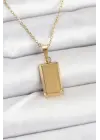 316L Çelik Zincir Gold Renk Külçe Altın Model Kadın Kolye