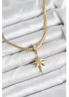 316L Çelik Zincir Gold Renk Kutup Yıldızı Model Kadın Kolye