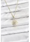 316L Çelik Zincir Gold Renk Kutup Yıldızı Model Zirkon Taşlı Kadın Kolye