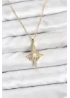 316L Çelik Zincir Gold Renk Kutup Yıldızı Model Zirkon Taşlı Kadın Kolye