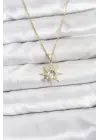 316L Çelik Zincir Gold Renk Kutup Yıldızı Model Zirkon Taşlı Kadın Kolye