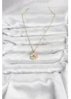316L Çelik Zincir Gold Renk Lotus Model Zirkon Taşlı Kadın Kolye