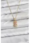 316L Çelik Zincir Gold Renk Teddy Bear Model Zirkon Taşlı Kadın Kolye