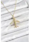 316L Çelik Zincir Gold Renk Uçak Model Kadın Kolye