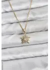 316L Çelik Zincir Gold Renk Yıldız Model Zirkon Taşlı Kadın Kolye