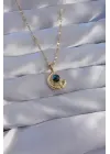  Zincir Altın  Zirkon Taşlı Ay ve Astronot Figürlü Gezegen Çelik Kolye