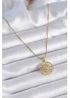  Zincir Altın  Zirkon Taşlı Güneş Model  Çelik Kolye