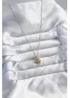  Zincir Altın  Zirkon Taşlı Hilal Kristal Kalp Model  Çelik Kolye