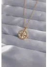 Zincir Altın  Zirkon Taşlı Kutup Yıldızı Çelik Kolye