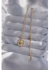  Zincir Altın  Zirkon Taşlı Kutup Yıldızı Çelik Kolye
