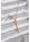 316L Çelik Zincir Gold Renk Zirkon Taşlı Kutup Yıldızı Model Kadın Kolye