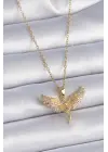  Zincir Altın  Zirkon Taşlı Melek Model  Çelik Kolye