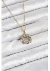 316L Çelik Zincir Gold Renk Zirkon Taşlı Sarmal Model Kadın Kolye