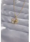  Zincir Altın  Zirkon Taşlı Yıldız Figürlü Oval Çelik Kolye