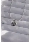  Zincir Gümüş  Ayna Plaka Kalp Çelik Kolye