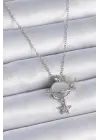  Zincir Gümüş  Gezegen Model Zirkon Taşlı Ay Yıldız Detay  Çelik Kolye