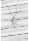 316L Çelik Zincir Gümüş Renk Kar Tanesi Model Zirkon Taşlı Kadın Kolye