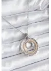  Zincir Gümüş  Karışık  Halka Zirkon Taş Detay  Çelik Kolye