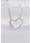  Zincir Gümüş  Mermer Desenli Kalp Çelik Kolye