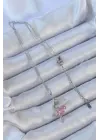  Zincir Gümüş  Pembe Zirkon Taşlı Balerin Çelik Kolye
