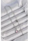  Zincir Gümüş  Pembe Zirkon Taşlı Peri Çelik Kolye