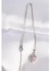  Zincir Gümüş  Pembe Zirkon Taşlı Rapunzel Çelik Kolye
