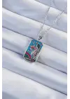  Zincir Gümüş  Taç ve Kız Figürlü li Mineli Tarot Çelik Kolye