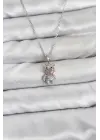 316L Çelik Zincir Gümüş Renk Teddy Bear Model Zirkon Taşlı Kadın Kolye