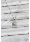 316L Çelik Zincir Gümüş Renk Yıldız Model Zirkon Taşlı Kadın Kolye