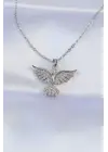  Zincir Gümüş  Zirkon Taşlı Anka Kuşu Tasarımlı Çelik Kolye