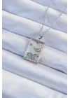  Zincir Gümüş  Zirkon Taşlı Ay Figürlü Tarot Çelik Kolye