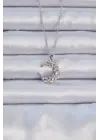  Zincir Gümüş  Zirkon Taşlı Ay Çelik Kolye