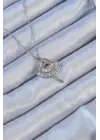  Zincir Gümüş  Zirkon Taşlı Balerin Çelik Kolye