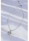  Zincir Gümüş  Zirkon Taşlı Charm Kalp Çelik Kolye
