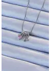  Zincir Gümüş  Zirkon Taşlı Charm Model Çelik Kolye