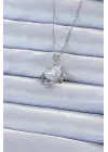  Zincir Gümüş  Zirkon Taşlı Gezegen Görünümlü Kalp Çelik Kolye