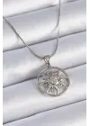  Zincir Gümüş  Zirkon Taşlı Güneş Model  Çelik Kolye