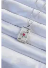  Zincir Gümüş  Zirkon Taşlı Kalp Model Tarot Çelik Kolye